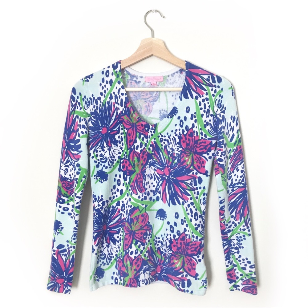 3/$25 Lilly Pulitzer Floral Print Anette Sweater XS